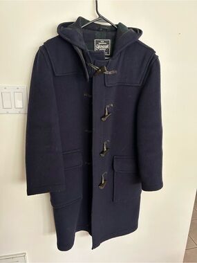 Women’s Gloverall Vintage Navy Wool Duffle Coat with Hood